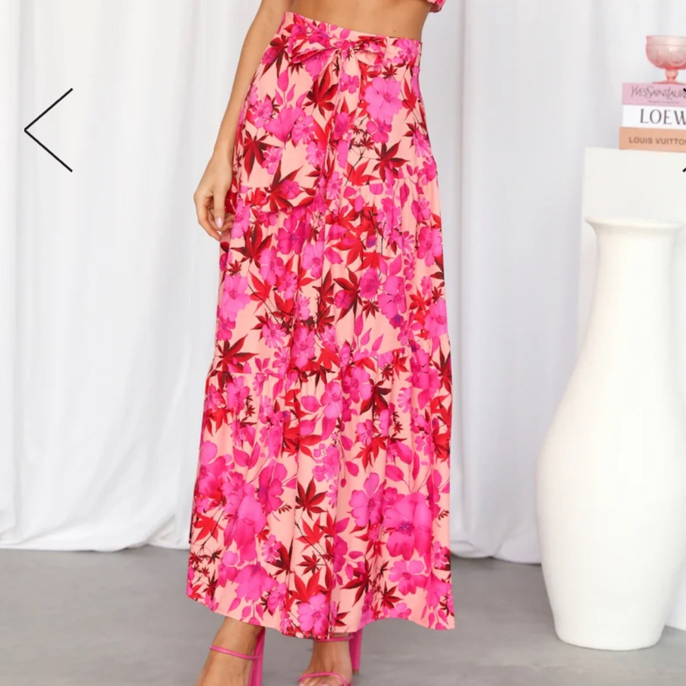 Hello Molly Floral Maxi Skirt in Hot Pink